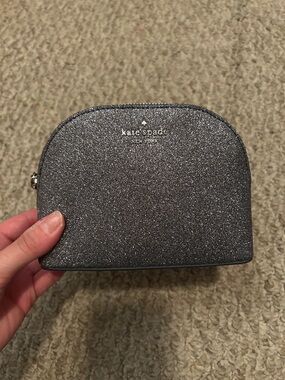Kate Spade Silver Glitter Cosmetic Pouch